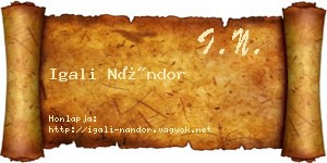 Igali Nándor névjegykártya